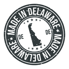 Delaware State USA Quality Original Stamp Design Vector Art Tourism Souvenir Round © josepperianes
