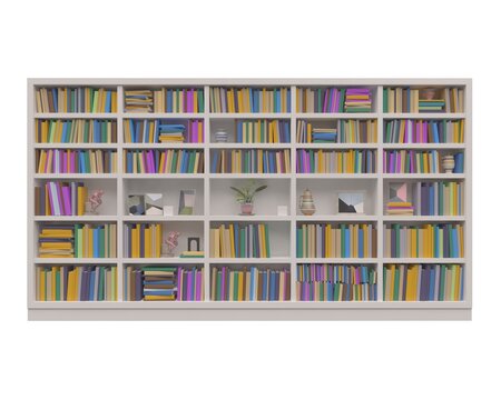 Bookcase Bookshelves Isolated On White 3d Illustration