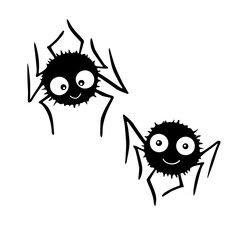Cute vector spiders. Hand drawn. Isolated on white background. Halloween illustration