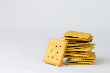 Closeup biscuits stuffed with pineapple jam. The picture has a space beside the object and has a white background.