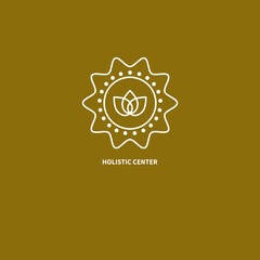 Yoga logo with Lotus. Holistic icon