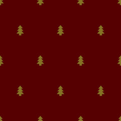 Tiny gold trees on red background