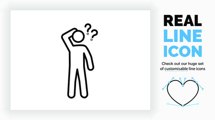 Editable line icon of a confused stick figure