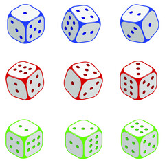 Set of dice color vector isolated image on white background