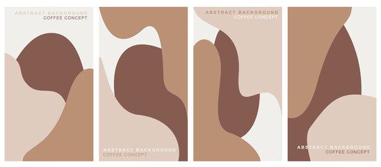 Abstract coffee shapes backgrounds.Vector illustration of abstract cover templates.