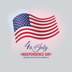 Poster 4th of july usa independence day, american flag on white background. Banner, greeting card. Fourth of july, USA national holiday. Vector illustration, template
