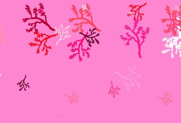 Light Pink, Red vector doodle pattern with sakura.