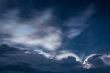 Fototapeta na wymiar Close up Iridescence of color cloud.