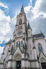 Fototapeta na wymiar Main Square with Sacred Heart Church in Kőszeg, Hungary