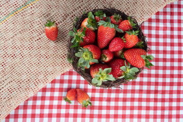 Arrangement with beautiful strawberries and accessories