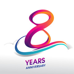 Fototapeta premium 8th Years Anniversary celebration logo, birthday vector design.
