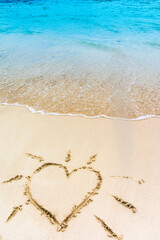 Heart drawn on caribbean white sand, Bavaro, Punta Cana, Dominican Republic