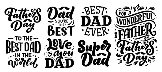 Lettering for Father's day greeting card, great design for any purposes. Typography poster. Vector illustration.