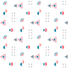 Geometric seamless pattern. Abstract geometric background with circles, triangles. Repeating texture. Vector illustration.