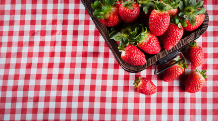 Arrangement with beautiful strawberries and accessories