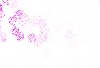 Light Pink vector doodle texture with leaves.
