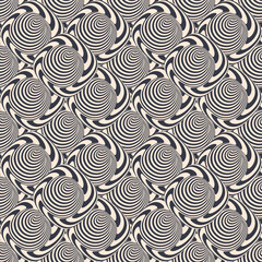 Black and white striped background. Seamless pattern with optical illusion. Simple graphic design. 3d vector illustration.