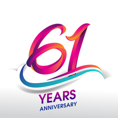 61st Years Anniversary celebration logo, birthday vector design.