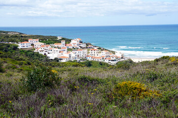 Naklejka na ściany i meble village of Odeceixe and beach at west coast of Algarve