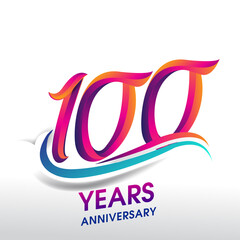 100th Years Anniversary celebration logo, birthday vector design.