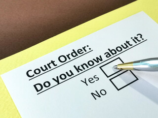 Obraz premium One person is answering question about court order.