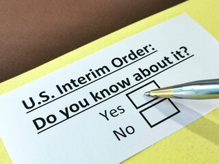 Obraz premium One person is answering question about U.S. Interim order.