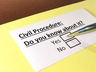 Fototapeta premium One person is answering question about civil procedure.