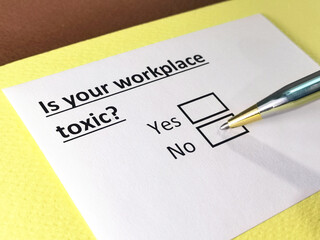 One person is answering question about workplace atmosphere.