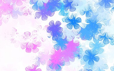 Light Pink, Blue vector abstract pattern with flowers