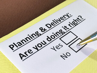 Obraz premium One person is answering question about planning and delivery.