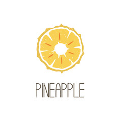 Ripe colored caption pineapple slice isolated on transparent background. Colorful pictogram original design. Can be used for infographics, identity or decoration. Vector hand drawn illustration