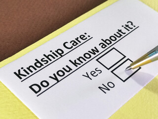 Obraz premium One person is answering question about kindship care.