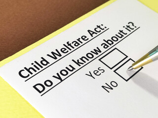 Obraz premium One person is answering question about child welfare act.