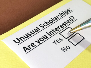 Obraz premium One person is answering question about unusual scholarships.