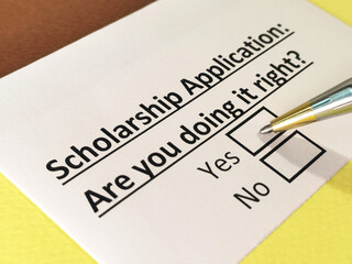 One person is answering question about scholarship application.