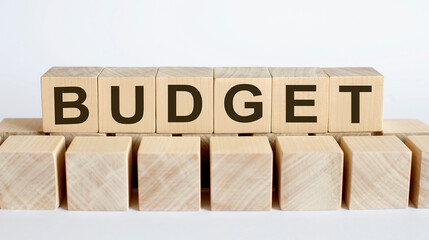 BUDGET word from wooden blocks on desk, search engine optimization concept