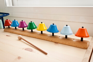Children music therapy color bells. Therapeutic instrument