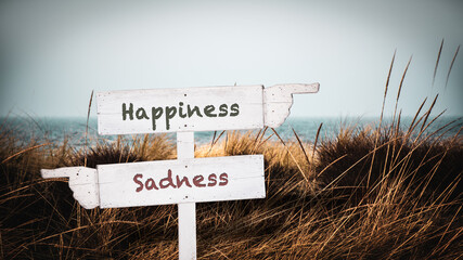 Street Sign Happiness versus Sadness