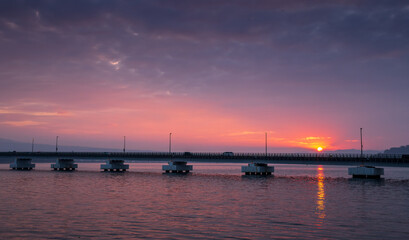 長崎県大村市の朝焼け　長崎空港