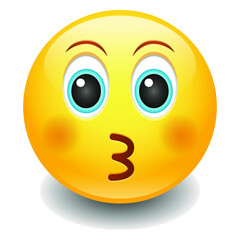 Kissing Open Eyes Expression Emoji Smiley Face Vector Design Art