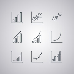 Obraz premium Set icons of economic graphs. Line style.