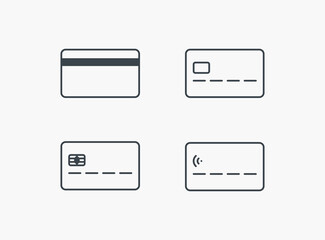 Set of bank card icons on white background.