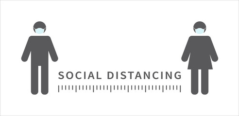Social distancing icon. Keep the 2 meter distance. Coronovirus epidemic protective. Vector illustration