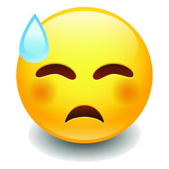 Sweat Tear Expression Emoji Smiley Face Vector Design Art
