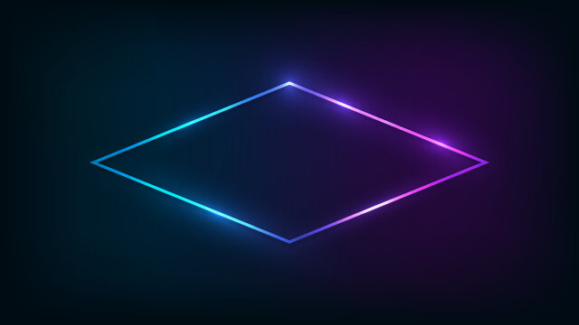 Neon rhomb frame with shining effects 