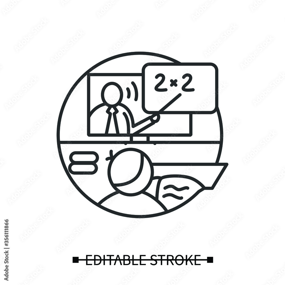 Aufkleber online math icon. outline sign of online mathematics class. digital education and global e-learning 