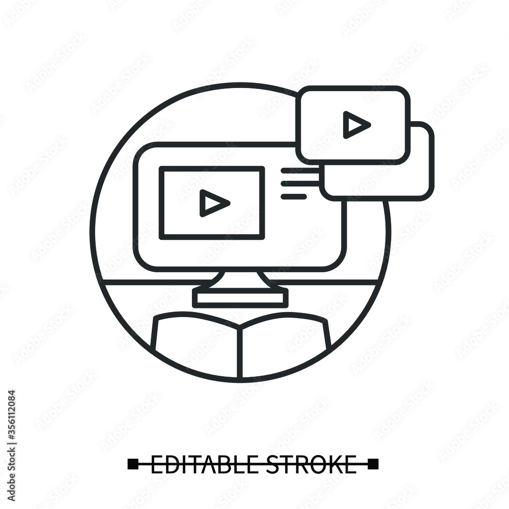 Poster education video tutorial icon. outline sign for studying webinar training courses. modern web educat