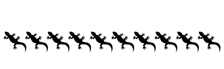 Vector silhouette of collection of lizards on white background. Symbol of ocean animals.