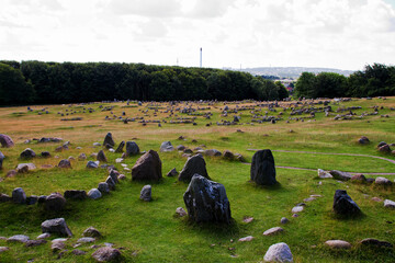 Ancient stone viking graves in Aalborg, Denmark