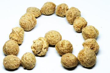 Raw Soya Chunks Isolated on White Background